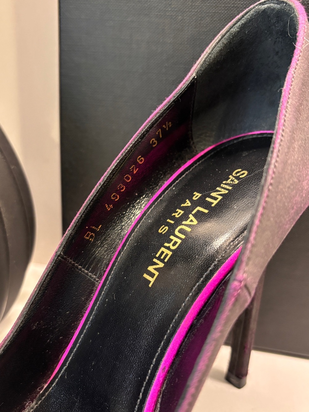Saint Laurent Plum Suede Pointed-Toe Stiletto Pumps - Picture 6 of 10
